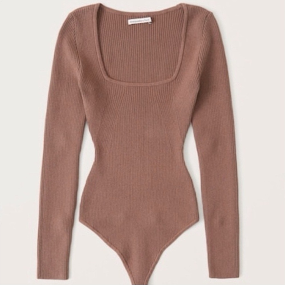 A&F Mocha Ribbed Long Sleeve Bodysuit